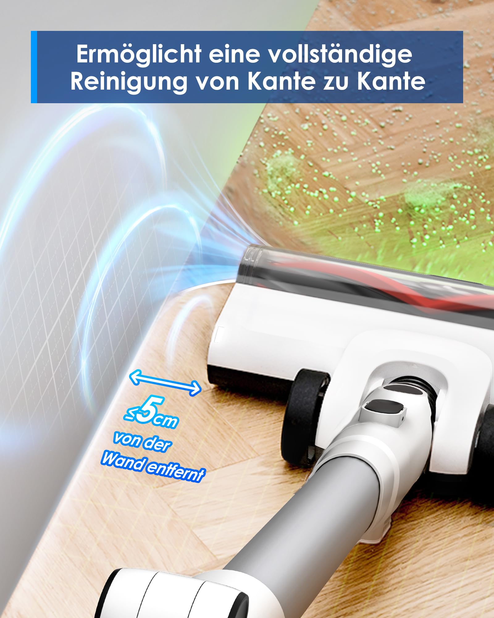 Tineco Pure ONE A50S Plus Kabelloser Akku Stabstaubsauger, Flex Akkusauger 70 Min., 3DSense Power Bürste, PureCyclone Technol. 1L Staubbehälter, 185W Saugleistung für groben Schmuze & Tierhaare 3