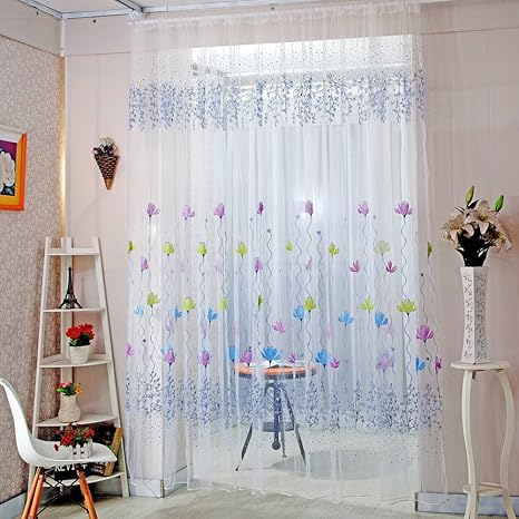 Buy Childplaymate Flowers Print Translucent Curtains Windows Decor