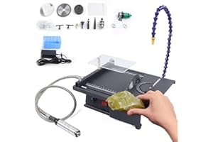 JAYEUW Gem Faceting Cutting Carving Polishing Machine Bench Grinder 1600-3300RPM 7-Speed Multifunctional Gem Jade Grinder Polisher kit Machine (US Stock)