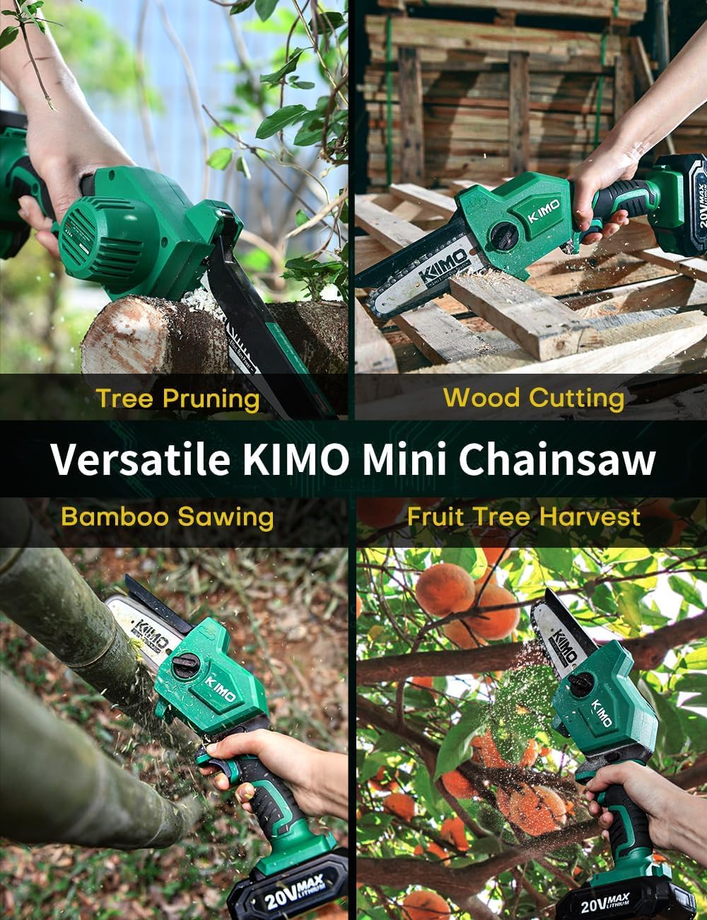 KIMO Mini Chainsaw 6 Inch Cordless, Small Chainsaw Battery Powered Chainsaw w/ 20V 2000mAh Battery & Charger, Portable Handheld Chain Saw Electric Chainsaw for Wood Cutting Tree Trimming Gardening