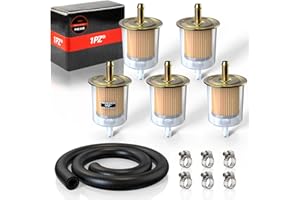1PZ FHE-6VB 3/8 Inch Universal Fuel Filter and Gas Fuel Line Tubing Hose Clamps Set for Motorcycles Cars Generator Trucks