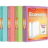 Cardinal 3 Ring Binders, Binders for School and Office, Durable 1.5 Inch, Round Rings, Holds 350 Sheets, ClearVue Presentation View, Non-Stick, Assorted Tropical Colors, 4 Pack (79558)