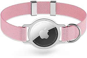 ZOWPET AirTag Cat Collar,Ultra Elastic Cat Tracker Collar with Apple Air Tag Holder, [Lightweight][Scratch Resistant] Stepless Adjustable GPS Pet Collar for Cats Kittens (Pink)