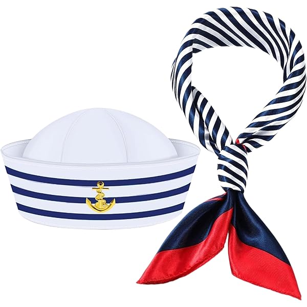 Amazon.com: Yacht Captain Hat Sailor Hat and Scarf Set