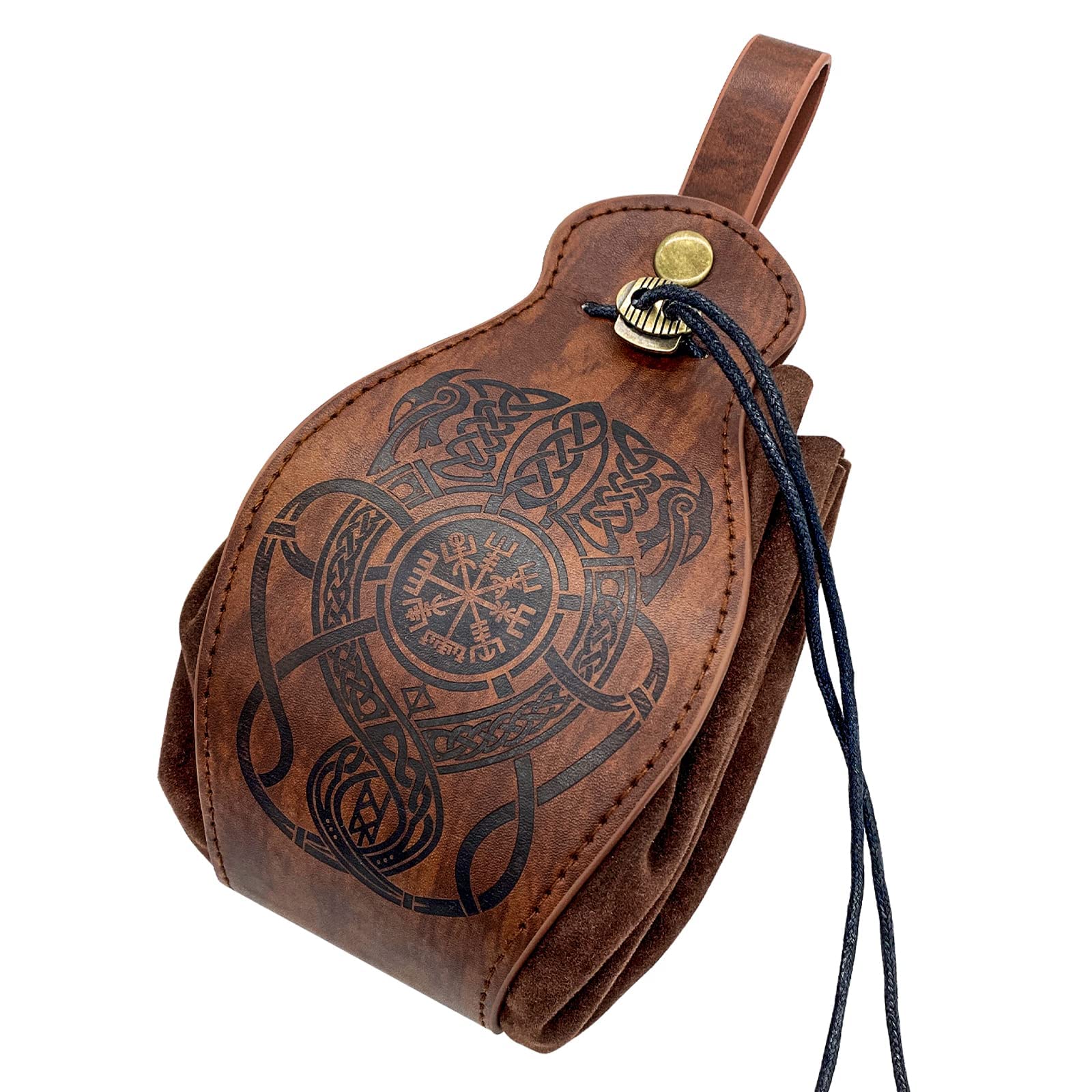 Photo 1 of HiiFeuer Medieval Faux Leather Pouch, Portable Drawstring Purse, Vintage Belt Pouch Dice Bag For LARP Ren Faire