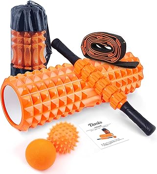 Amazon フォームローラー 筋膜リリース ヨガポール マッサージボール ストレッチストラップ マッサージローラースティック 5点セット フィットネス トレーニング器具 ストレス解消 日本語説明書 収納袋付き Elosis フォームローラー