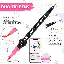 AEDAGA 100 Colors Numbered Dual Tip Brush Pens with