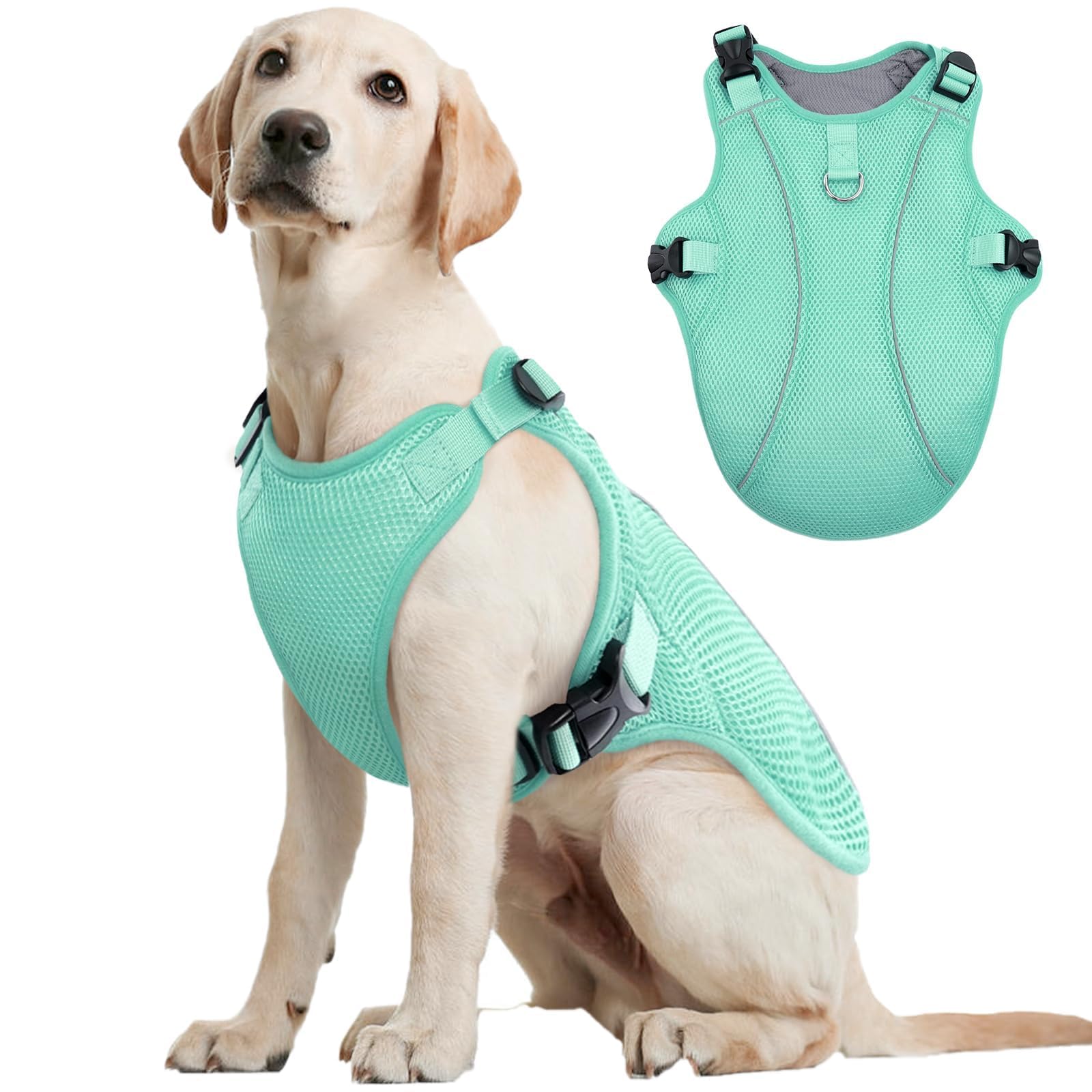 Photo 1 of Kuoser Dog Cooling Vest for Large Dogs, Lightweight Doggie Cooler Jacket Breathable Mesh Pet Cooling Shirts Reflective Puppy Cool Harness for Beach, Hiking, Walking Green XL