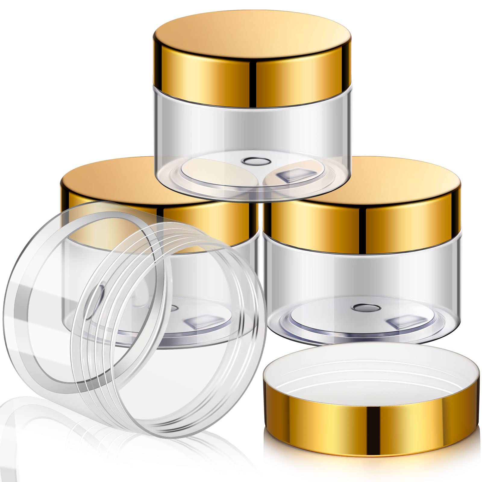Photo 1 of Patelai 4 Pieces Round Wide-mouth Leak Proof Plastic Container Jars with Lids for Travel Storage Makeup Beauty Products Face Creams Oils Salves Ointments DIY Making(1 Ounce,Gold)