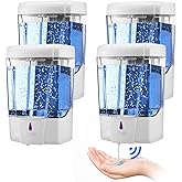 4 Pack Automatic Soap Dispenser Touchless,600 ml / 20 oz Commercial Hand Soap Dispenser,Wall Mount Hand sanitizer Dispenser for Bathroom Offices Home Kitchen Hotel,White