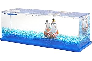 HONSHENG Unsinkable Ship Model Pirate Boat in a Bottle Box，Non Sinking Anime Merch Acrylic Cruise Ship Fluid Drift Bottle Desk for Decor Ornament Fans Gifts (F)
