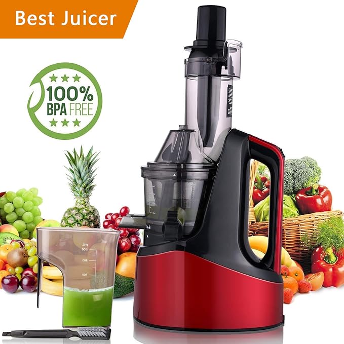 Rendio Slow Masticating Juicer, Juicer Extractor, Wide Chute Anti