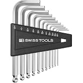 PB Swiss Tools Hex Key L-Wrenches with Ball End PB 212Z.H-12 CN | 100% Swiss Made | 12-Piece Allen Key Set (Inch) Size 1/20" to 5/16" in Practical Holder