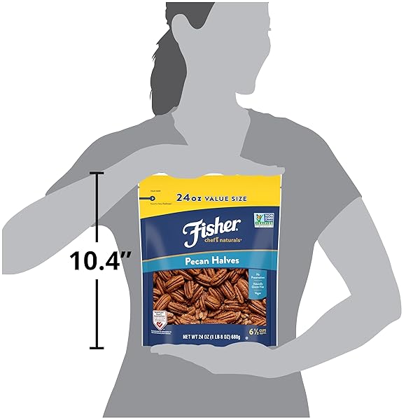 FISHER CHEF’S NATURALS PECAN HALVES 24 OZ RESEALABLE BAG, UNSALTED RAW NUTS FOR COOKING, BAKING & SNACKING, HEALTHY SNACKS FOR ADULTS, VEGAN PROTEIN, KETO SNACK, GLUTEN FREE RAW PECANS HALVES