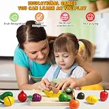 yoptote Wooden Play Food Set 10 Types Fruit Preschool Kitchen Toys Cutting Veg view 5