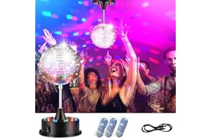 Tpyag Disco Ball Light, 5 Inch Mirror Disco Ball Light Diffuser, 360° Rotating Small Disco Ball Lights Christmas Lights for Parties Indoor Birthday, Halloween Christmas Party Decorations