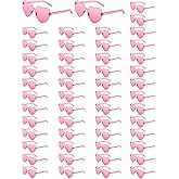 SUNYIWJIE 50 Pairs Heart Sunglasses for Women Bulk Transparent Pink Heart Shaped Sunglasses Bachelorette Party Glasses Fun Glasses for Party Favor to Add A Splash of Fun And Style