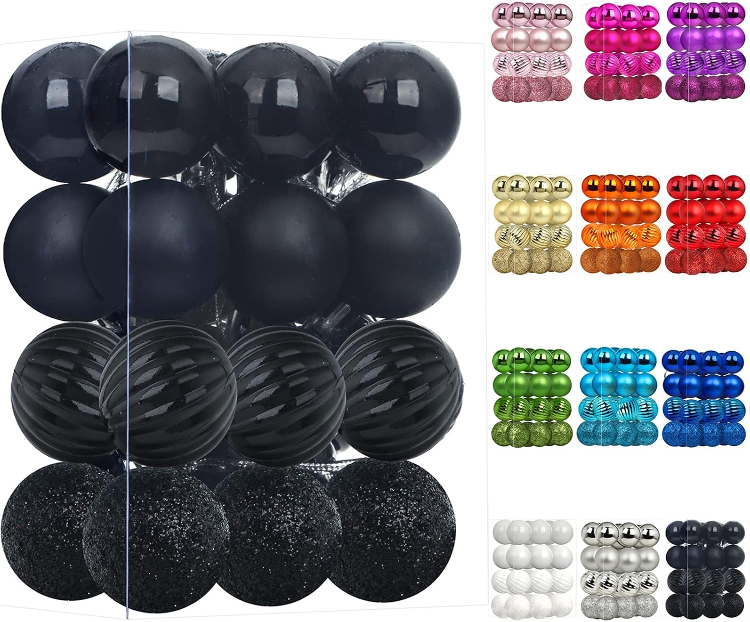 Ornaments - Emopeak 24Pcs Christmas Balls Ornaments for Xmas Christmas Tree - 4 Style Shatterproof Christmas Tree Decorations Hanging Ball for Holiday Wedding Party Decoration (1.3