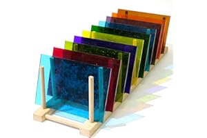 wecrejoni 12 Sheets Stained Glass Sheets Pack 4 x 6 inch Large Cathedral Glass Stained Glass sheets12 Sheets Mosaic Tiles for Crafts Stained Glass Supplies (H-32)