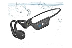 SAMVEK Swimming Headphones,Wireless Bone Conduction Headphones Bluetooth 5.3,IP68 Waterproof Headset Built-in MP3 Player 32GB Memory,sports headphones suitable for running, fitness, rock climbing, cycling