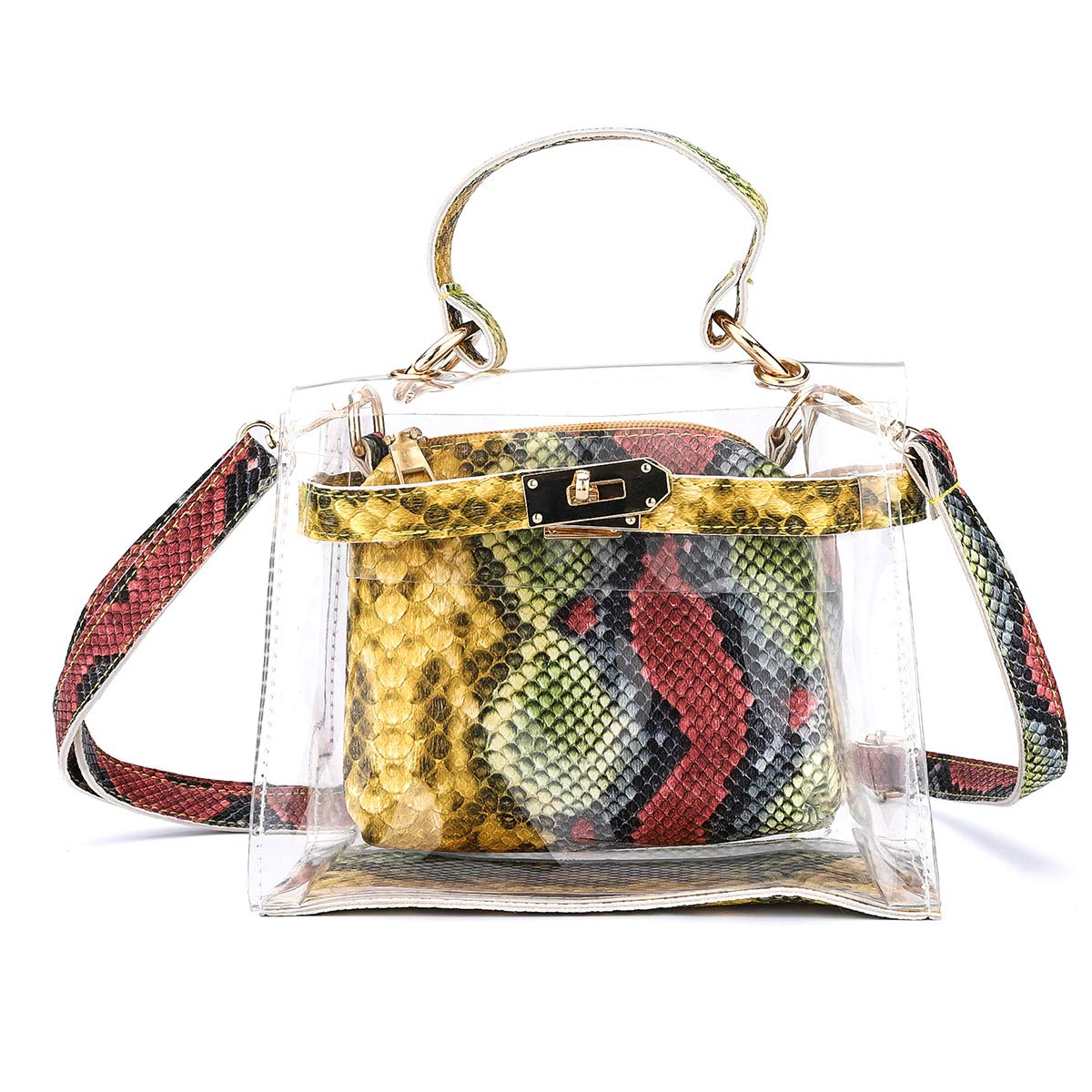 clear snakeskin purse