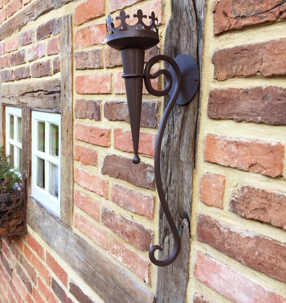 Wandkerzenhalter in Antik Optik aus Metall | 50 cm x 9 cm | Mittelalterliche Fackel | Wandfackel rustikal | historische Burgfackel von Antikas