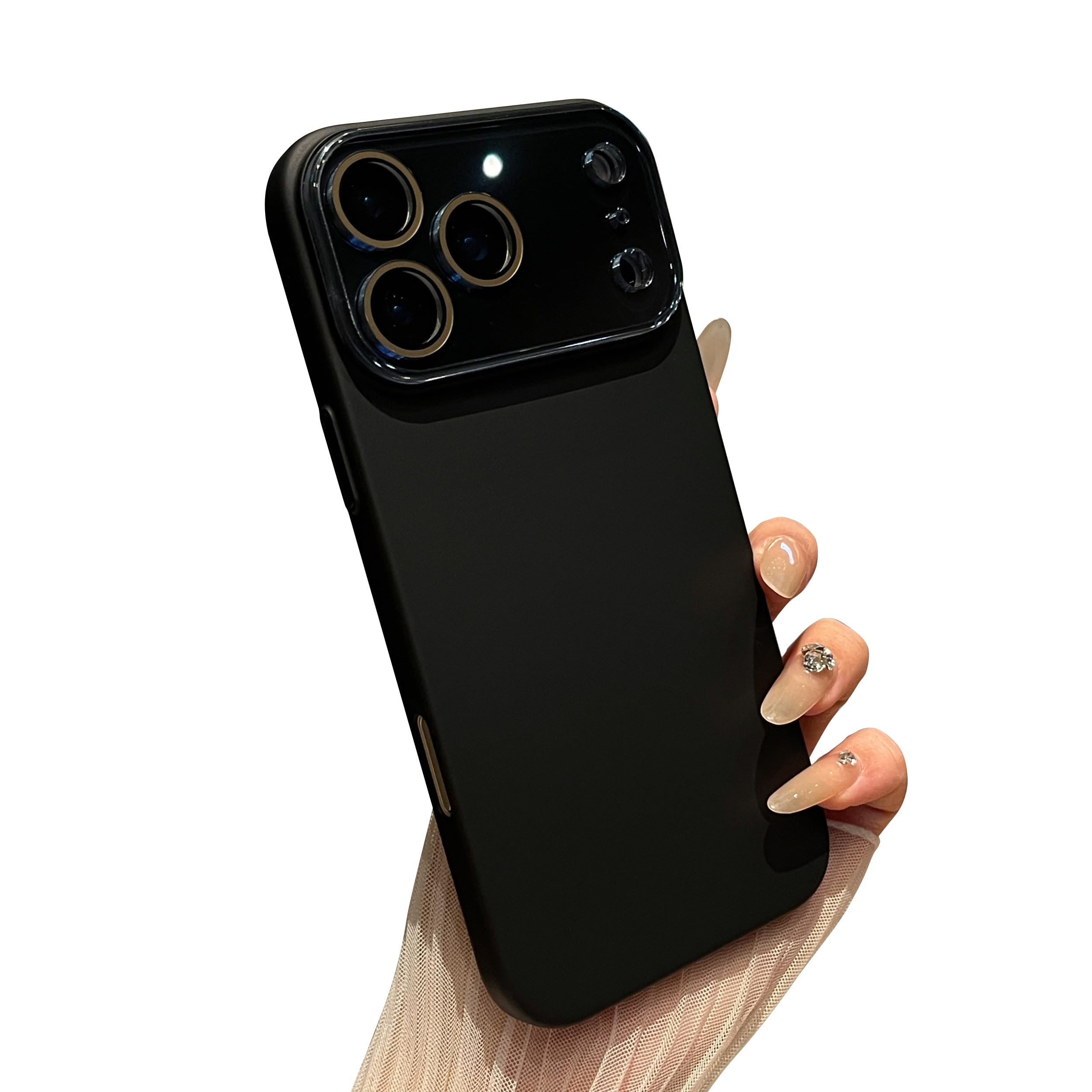 Caseative Solid Color Full Camera Lens Protection Compatible with iPhone Case (Black,iPhone 17 Pro Max)