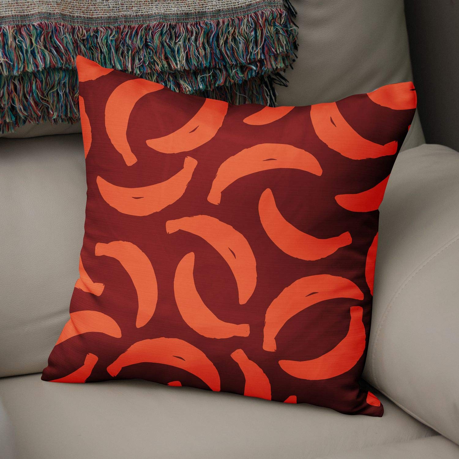Bonamaison Decorative Cushion Cover Orange & Bordeux, Throw Pillow Covers, Home Decorative Pillowcases for Livingroom, Sofa, Bedroom, Size: 50x50 Cm - Designed and Manufactured in Turkey