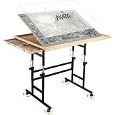 ALL4JIG 1500 Piece Puzzle Table with Legs, 24.53"x33.19"Adjustable Puzzle Table, 3-Tilting-Angle Portable Wooden Puzzle Board with 4 Drawers&amp;Cover,Drafting&amp;Laptop Table for Couch,for Bricks Building