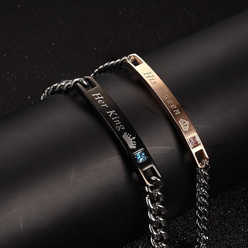 YADOCA 4Pcs Couple Necklace Bracelets Matching Set for Women Men