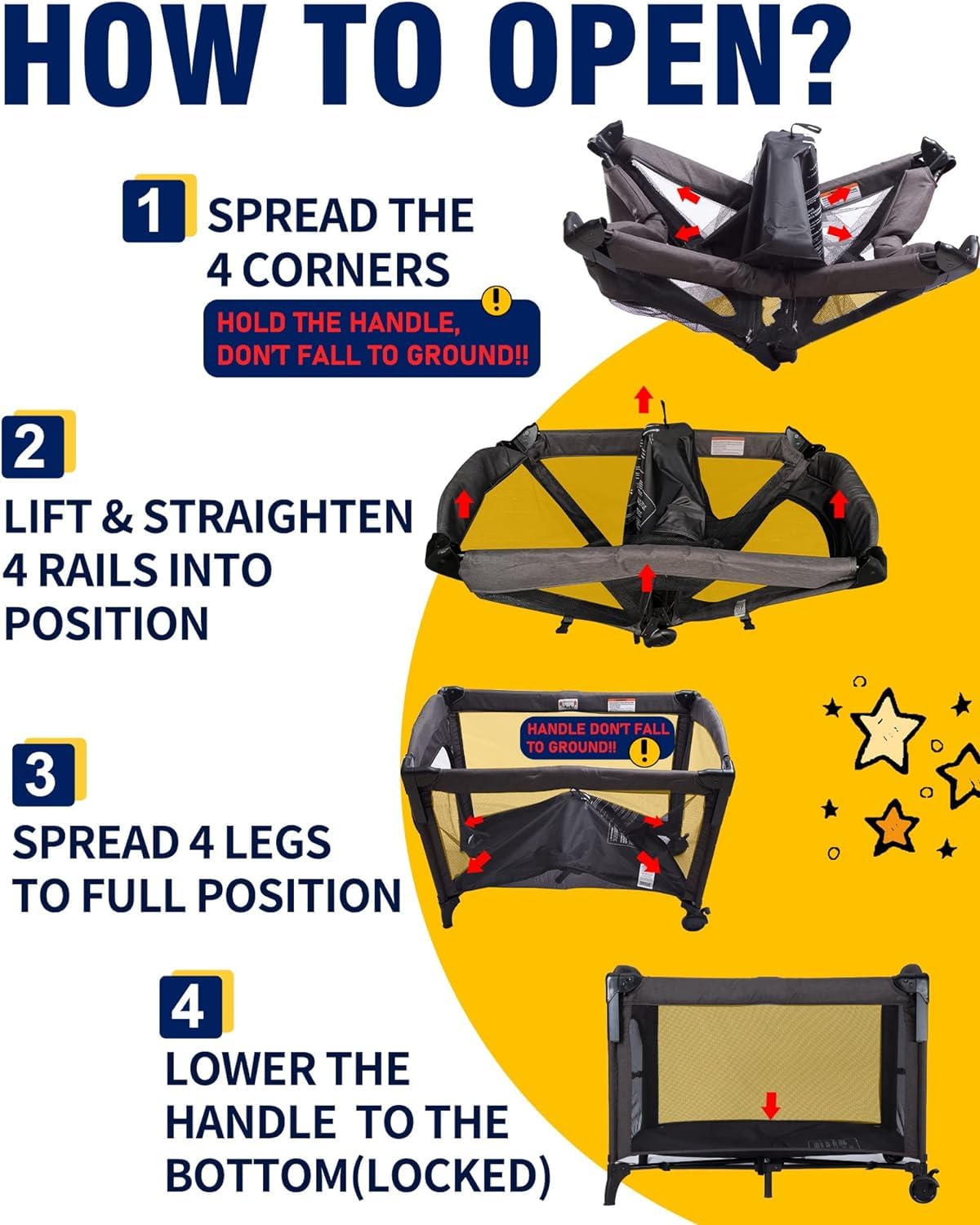 BEKA 4 in 1 Baby Bassinet Bedside Sleeper, Baby Bedside Crib 4 Functions, Bedside Bassinet Crib Sleeper, Playard, Changing Table, Baby Bassinet for Newborn Baby