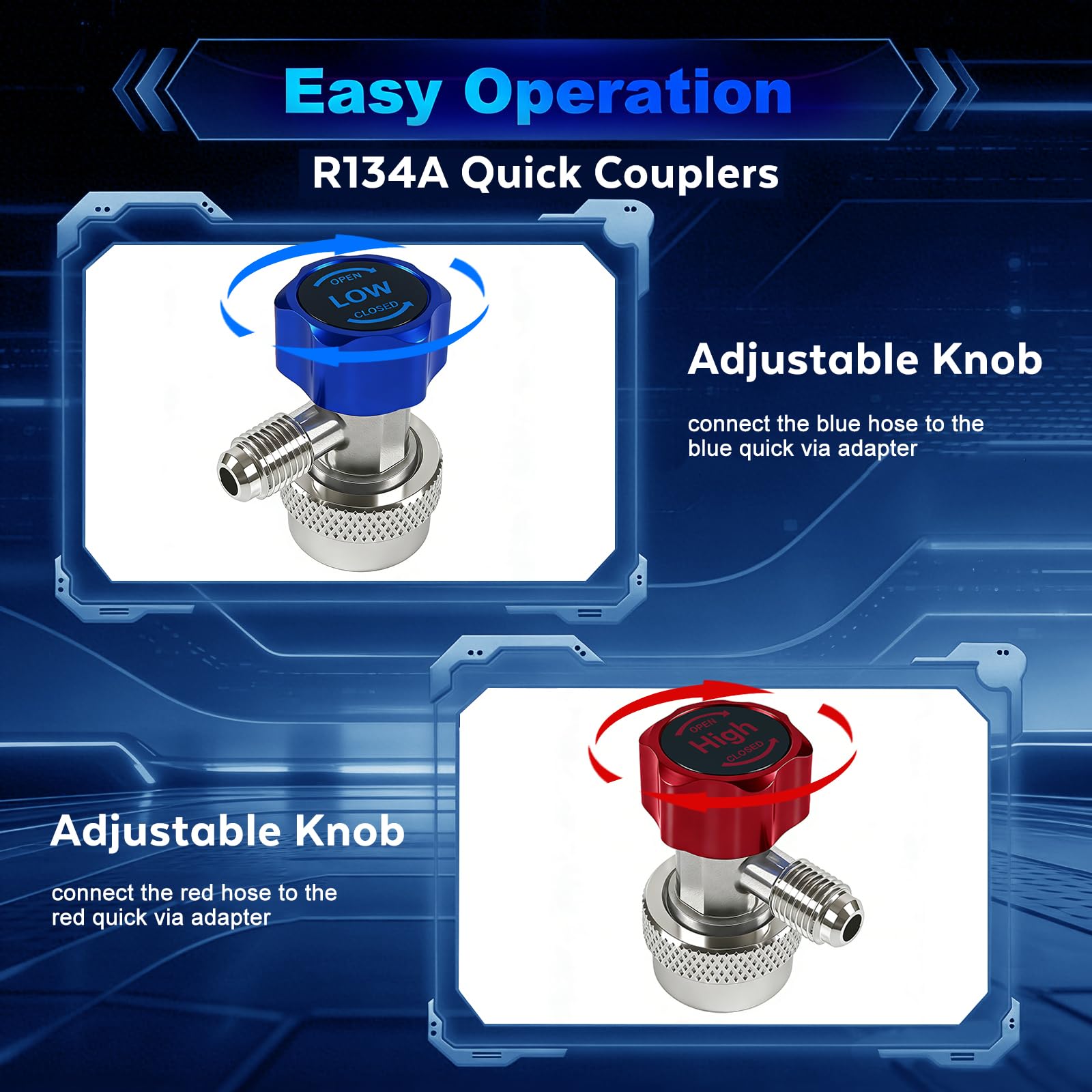 BACOENG Vakuumpumpe klimaanlage Set für HVAC/Auto AC Kältemittelaufladung, Klimaanlage Auto Befüllen Set Ideal für R134A R410A R407C R22 6