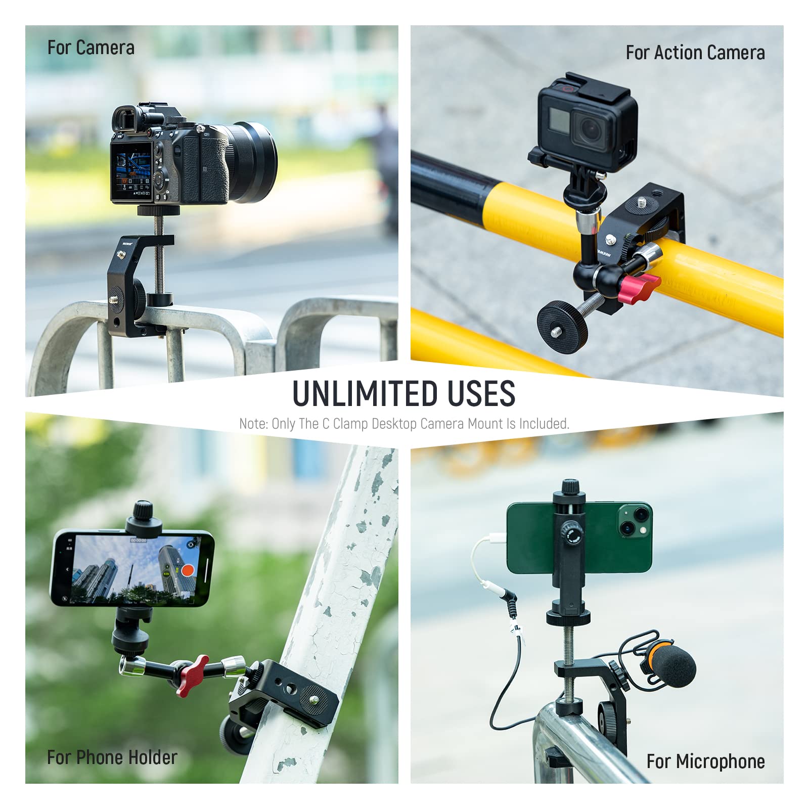 NEEWER Heavy Duty Metal Super Clamp - Desktop Camera Clamp Mount with 1/4