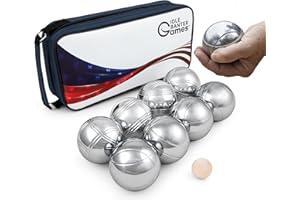 IDLE BANTER GAMES Idle Banter Boules Game Set - Flag Themed Carrying Case with 8 Premium 73 mm Petanque Balls, Fun & Portable Outdoor Lawn Game for All Ages, Classic French Sport for Skill & Strategy