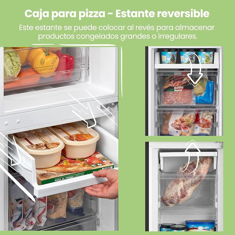 Comfee' rcb169dk2(e) geladeira com freezer/altura 150 cm/low frost/temperatura ajustável da geladeira/luz led/195 kwh/ano/geladeira 115l/freezer 59l/preto
