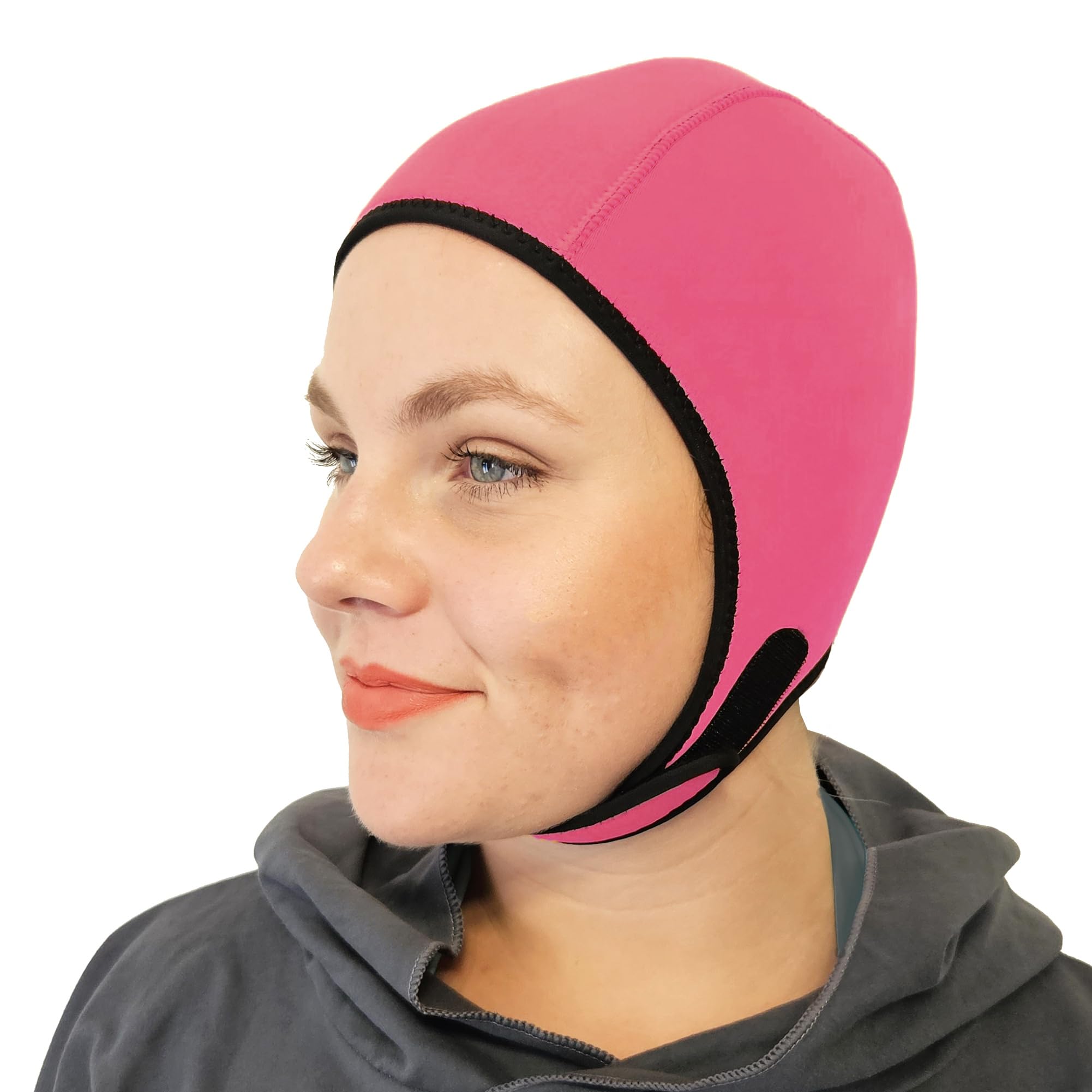 SwimCell Swimming Hat For Open Water Swimming and Watersports. Thermal 4mm Neoprene Swimming Cap for Adults. Adjustable and Reversible For Men and Women. One Size 55-59cm. Pink