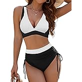 BMJL Women's High Waisted Bikini Sets Modest Tummy Control Swimsuit Two Piece Drawstring Bathing Suit