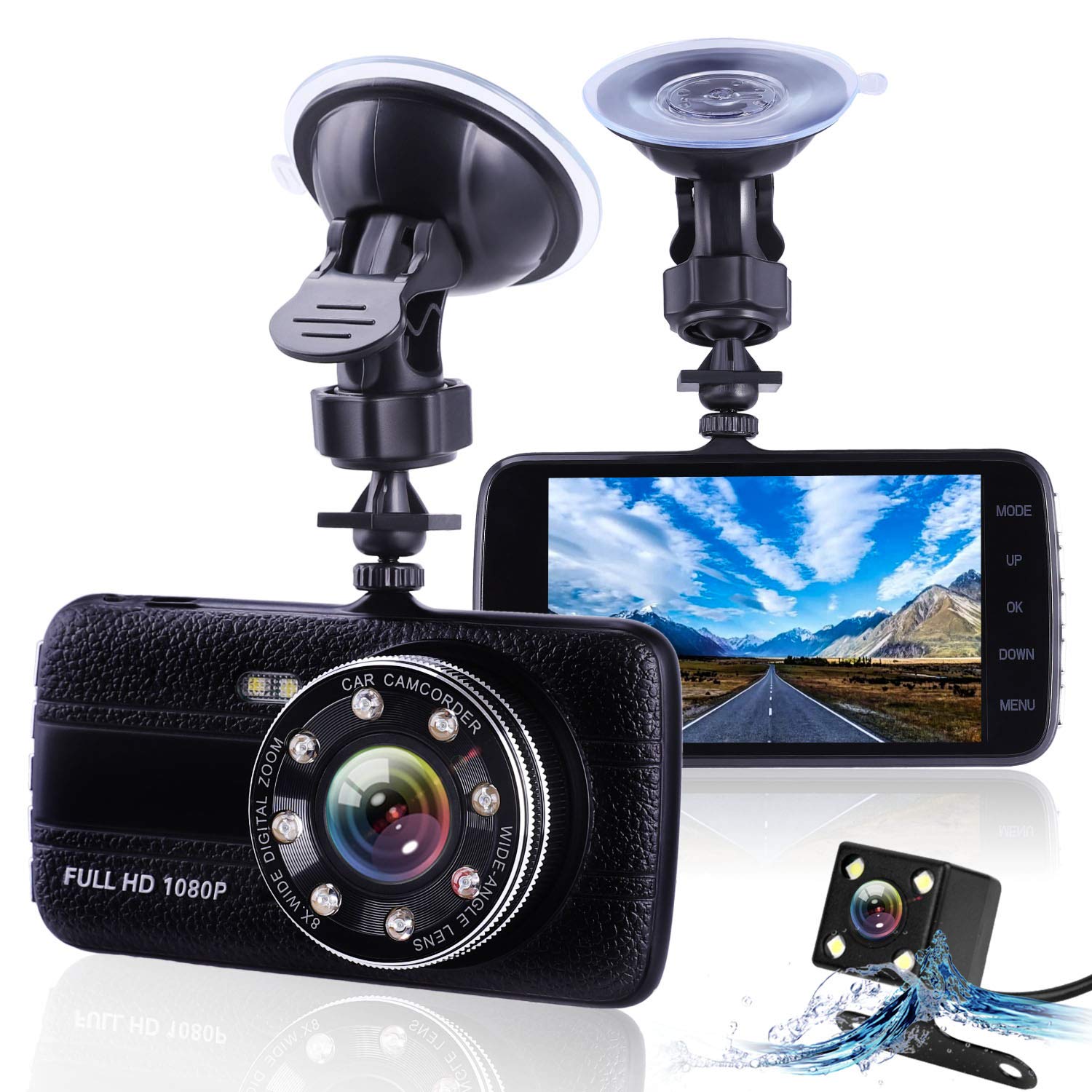 Dash Cams for Cars Front and Rear with Night Vision, Car