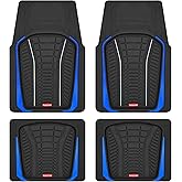 Rubbermaid Car Floor Mats Full Set – Premium All-Weather Car Mat with Brushed Aluminum Inserts, Universal Trim-to-Fit Design, Anti-Slip Backing for Cars, SUVs, Trucks, and Vans