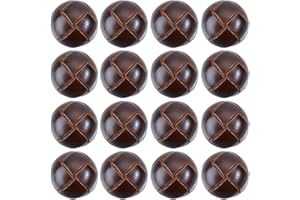 CABODYALS 1 Box 16Pcs Brown Genuine Leather Shank Half Round Buttons Alloy Finding Football Style Pattern Leathers Cover Butt