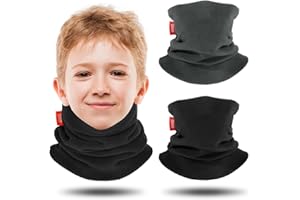 Aegend Neck Warmer for Kids 2 Pack, Double-Layer Fleece Ski Neck Gaiter for Boys Girls Youth Winter Cold Weather Scarf