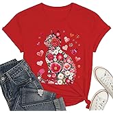 Floral Cat Valentines Shirt Women Womens Valentines T-Shirt Cat Lover Valentines Gift Tee Tops