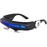 FLAWLESS EYEWEAR Futuristic Space Alien Costume Party Cyclops Shield Colored Mirror Mono Lens Wrap Sunglasses 147mm