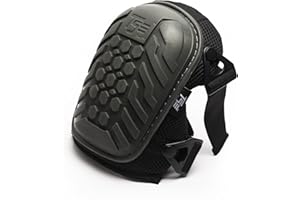 TSE Safety Heavy Duty Professional Knee Pads, Double Strap and Adjustable Clips Hex Pro Knee Pads for Work, Gel Cushion Premium Quality Kneeling Pads for Men and Women,Black Medium