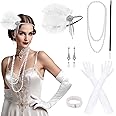 PLULON 1920s Flapper Great Gatsby Accessories Set Fashion Roaring 20's Theme Set