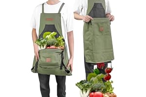 Berry&Bird Harvest Apron, Canvas Gardening Apron with Pockets and Harvesting Pouch Waterproof Harvesting Apron