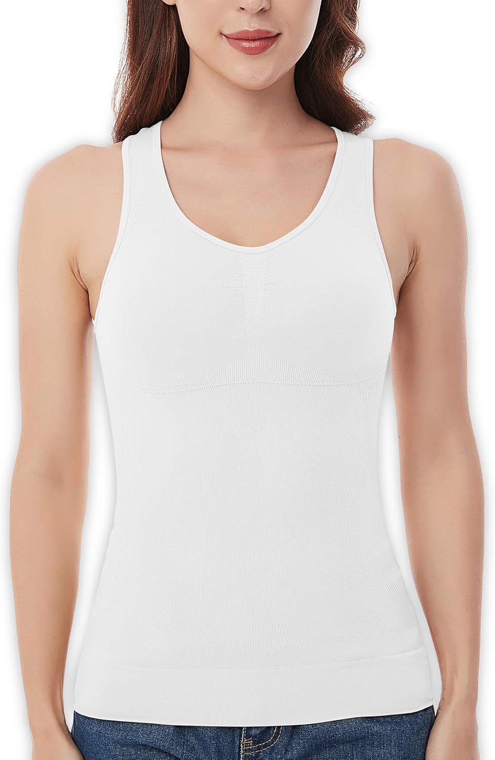 Womens Tummy Control Tank Tops with Built in Bra Slimming Shapewear Camisole Seamless Body Shaper Compression Top at  Women’s Clothing store