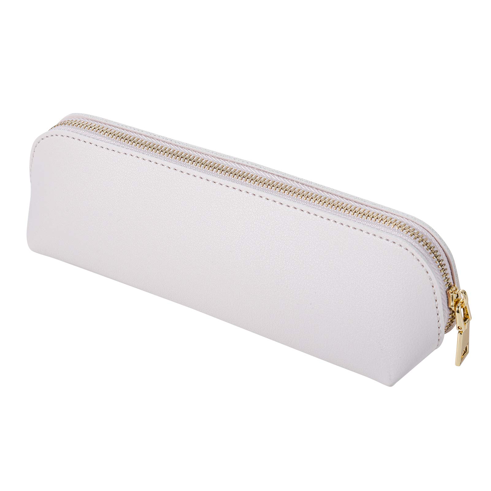 Fyore Leather Pencil Case Slim Design Pen Bag with Metallic Zipper Pocket Size for or Student Office College Middle School