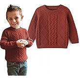 Curipeer Baby Boys' Girls' Cable Knit Sweater Long Sleeve Solid Pullover Toddler Crew Neck Fall