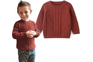 Curipeer Baby Boys' Girls' Cable Knit Sweater Long Sleeve Solid Pullover Toddler Crew Neck Fall